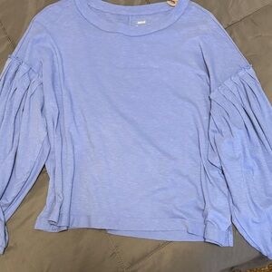 Aerie Light Blue Blouse with Gathered Sleeves